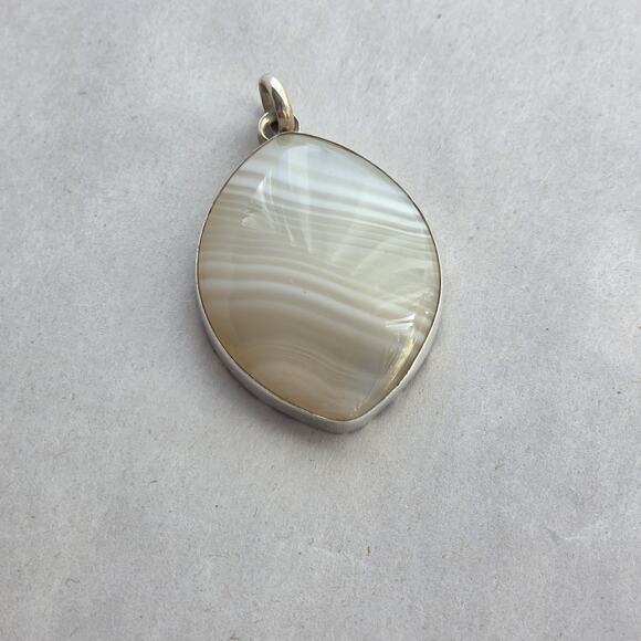 Jay King DTR Sterling Silver 925 Lace Agate Pendant Fasceted Stone New Signed - Picture 5 of 11